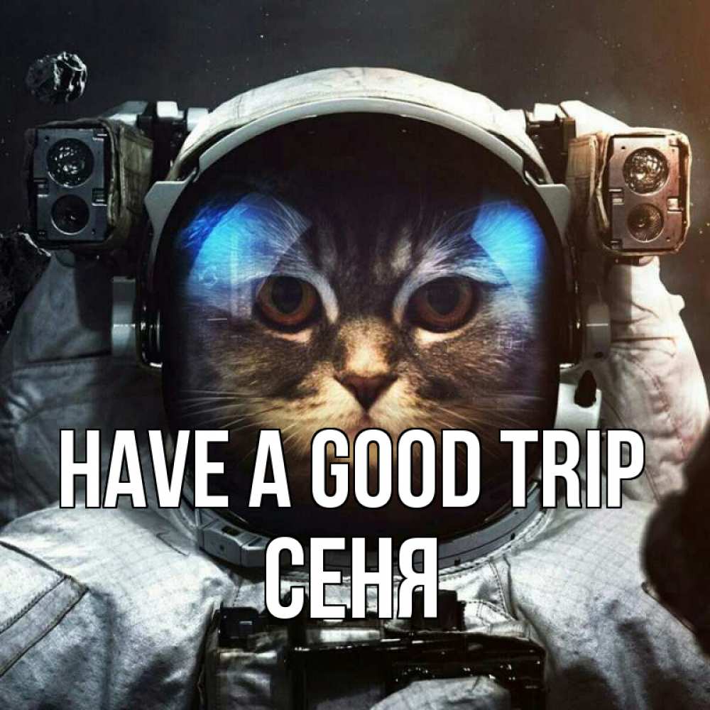 Greetings card с именем, Сеня Have a good trip желает удачно добраться Greetings with text for free download 