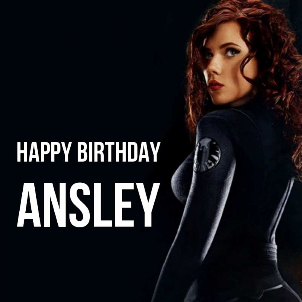 Greetings card с именем, Ansley Happy Birthday Марвел черная вдова Greetings with text for free download 