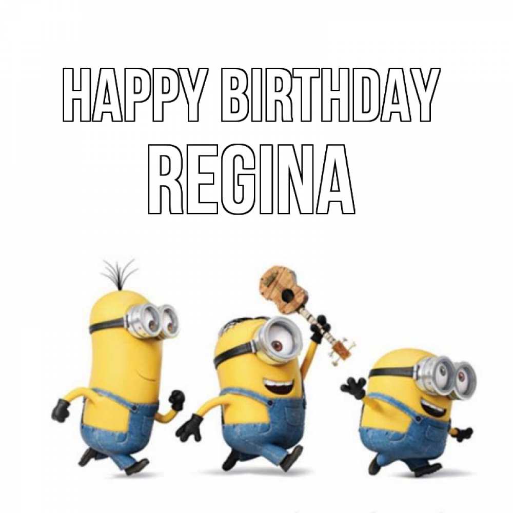 Greetings card с именем, Regina Happy Birthday с гитарой Greetings with text for free download 