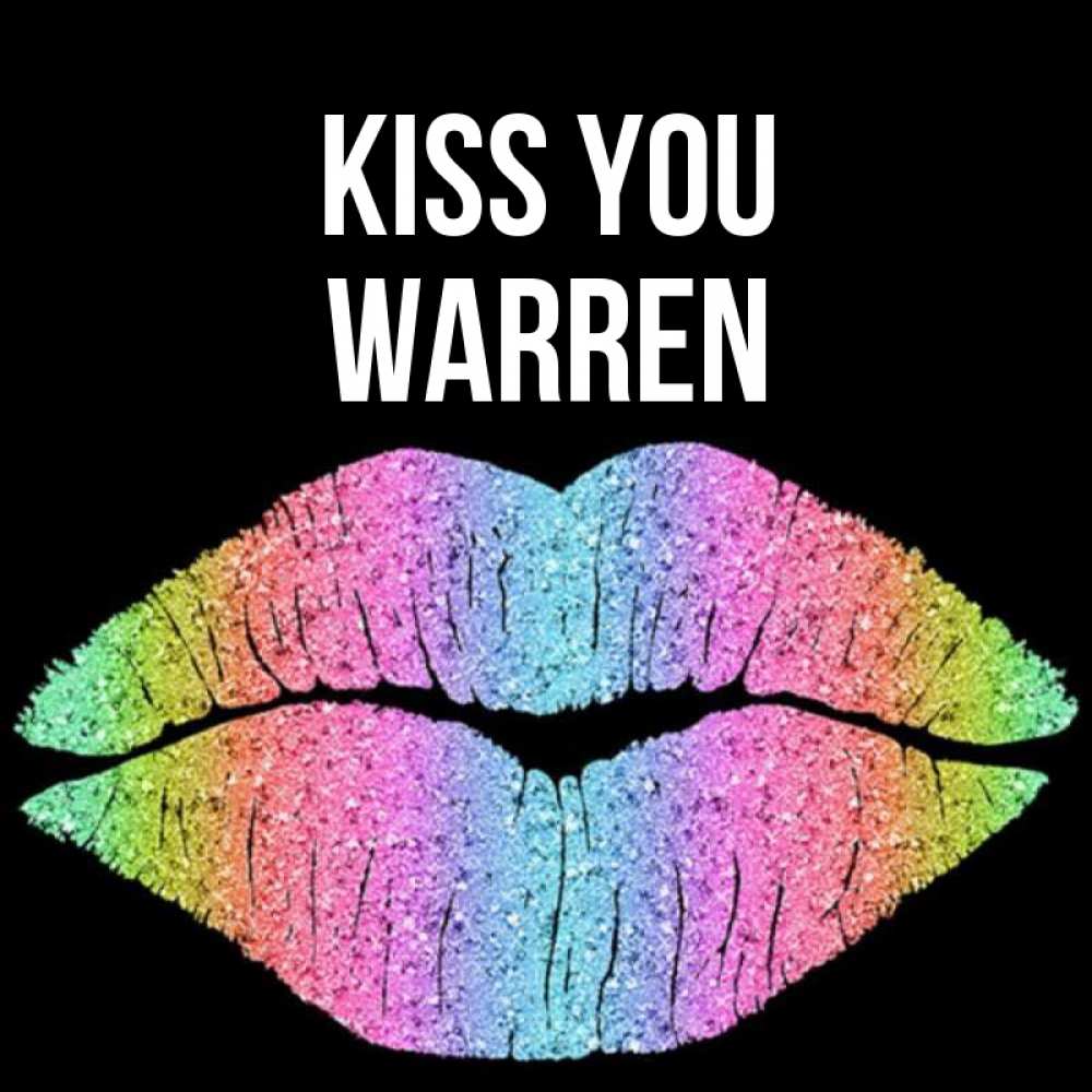 Greetings card с именем, Warren Kiss you след от губ на черном фоне Greetings with text for free download 