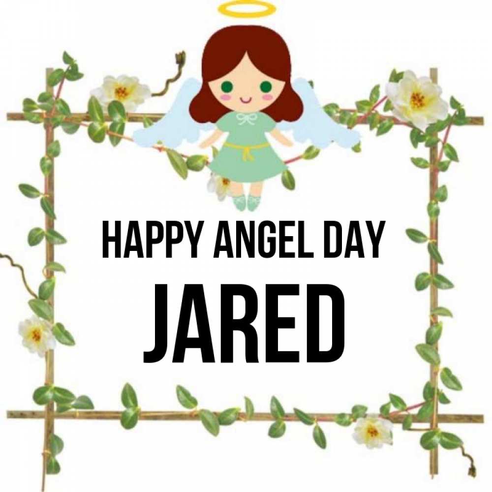 Greetings card с именем, Jared happy angel day Ангел с нимбом Greetings with text for free download 