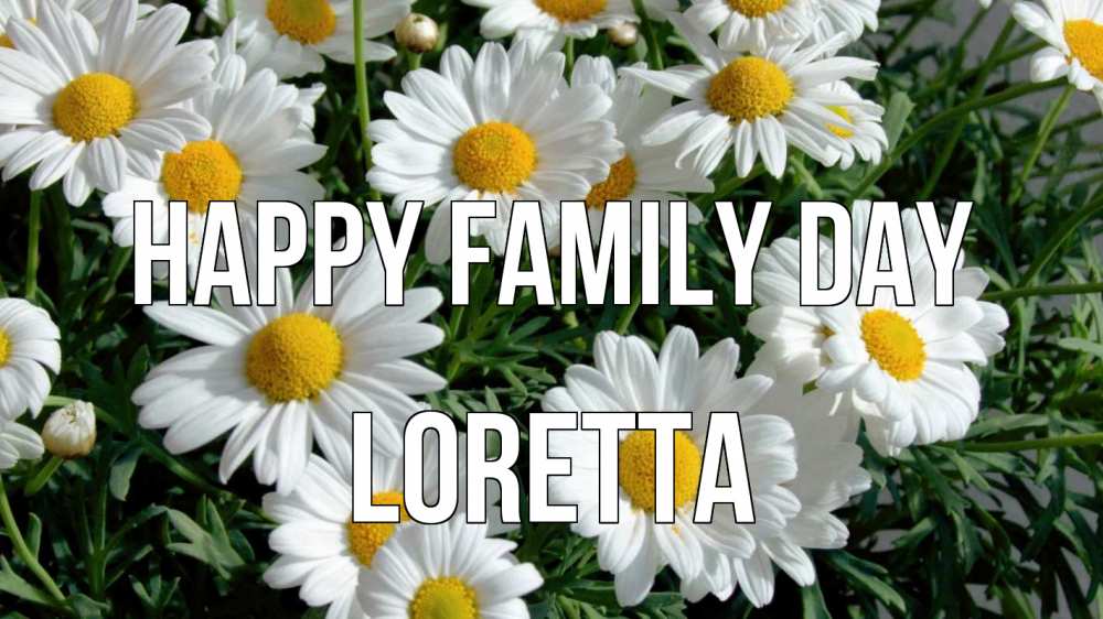 Greetings card с именем, Loretta happy family day с днем семьи Greetings with text for free download 