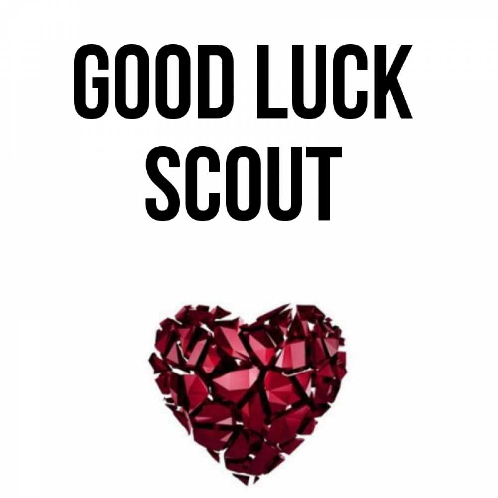 Greetings card с именем, Scout Good luck бордовое из кристаллов  1 Greetings with text for free download 