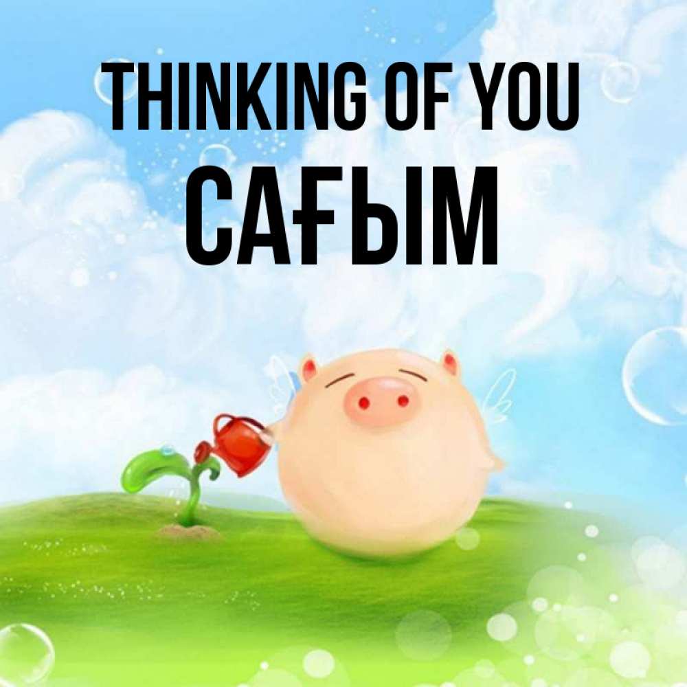 Greetings card с именем, САҒЫМ Thinking of you позитивная свинюшка Greetings with text for free download 