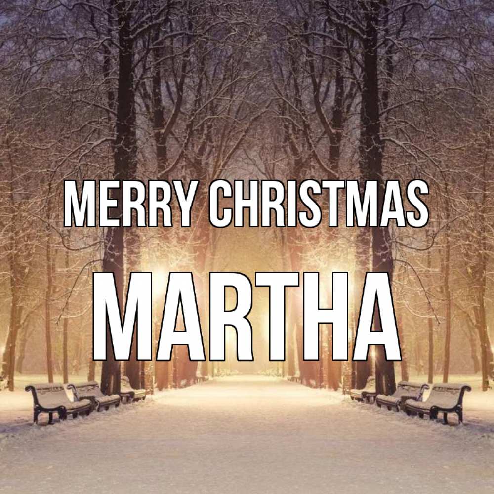 Greetings card с именем, Martha Merry Christmas зима, парк, фонарь, лес Greetings with text for free download 