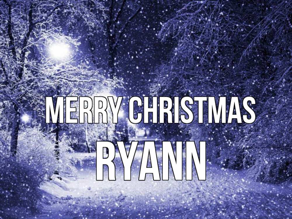 Greetings card с именем, Ryann Merry Christmas зима, снег, фонарь Greetings with text for free download 