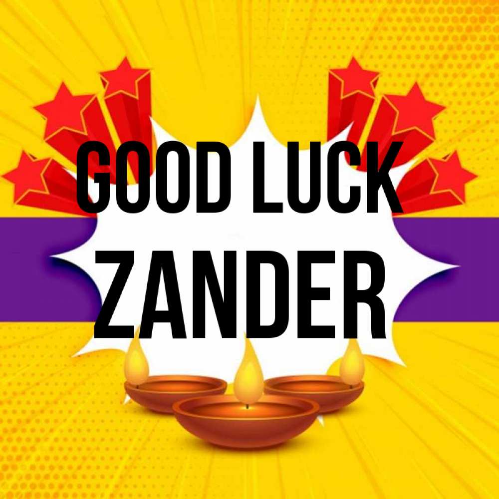 Greetings card с именем, Zander Good luck векторное изображение Greetings with text for free download 