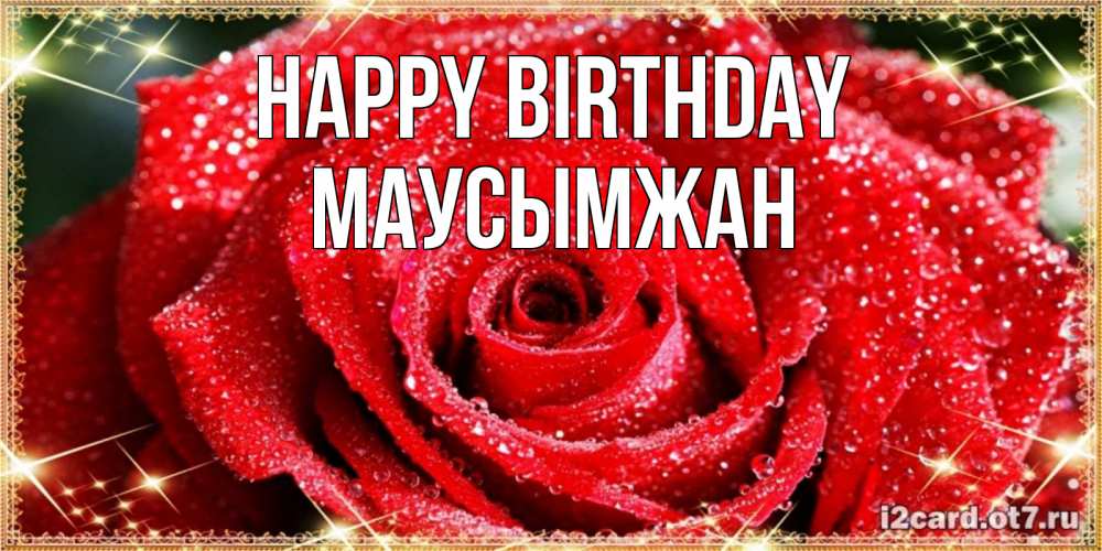 Greetings card с именем, МАУСЫМЖАН Happy Birthday роса и роза. открытка с красивой розой Greetings with text for free download 