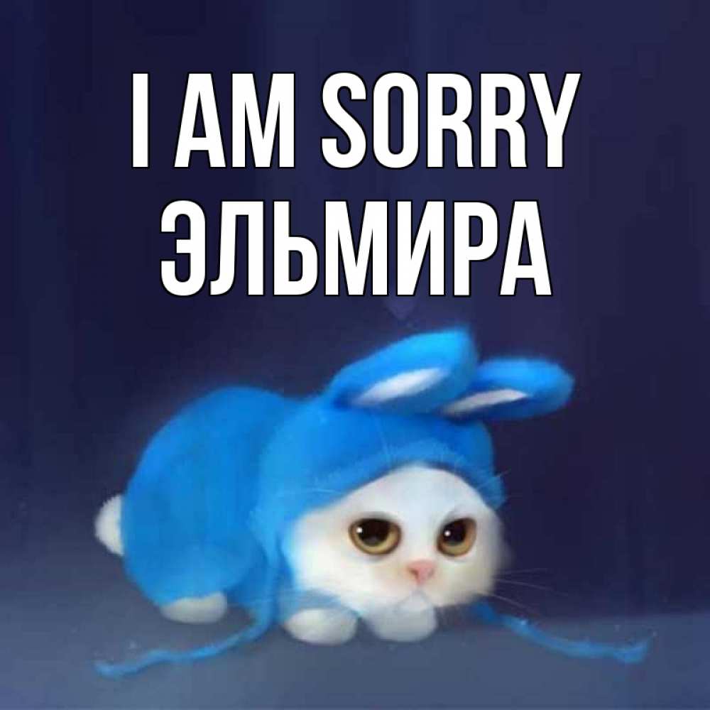 Greetings card с именем, Эльмира I am sorry невинный котозай просит прощения Greetings with text for free download 
