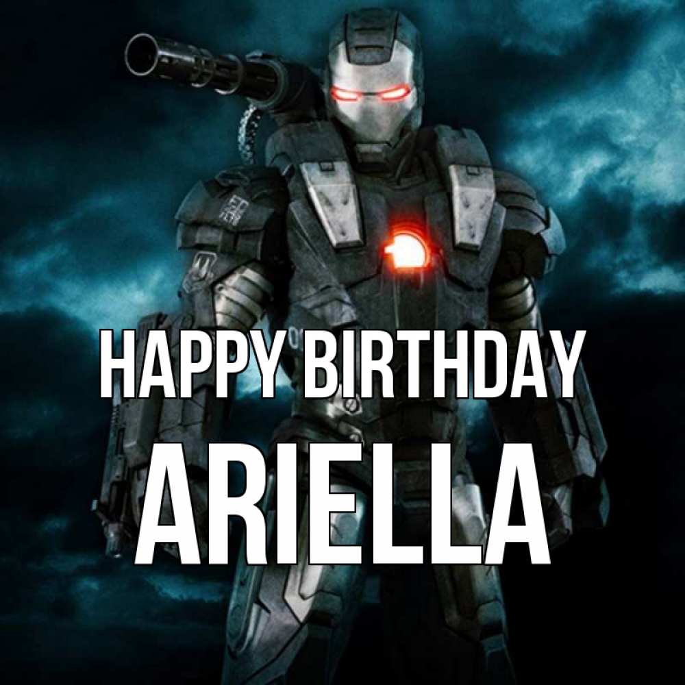 Greetings card с именем, Ariella Happy Birthday марвел супергерой в новом костюме Greetings with text for free download 