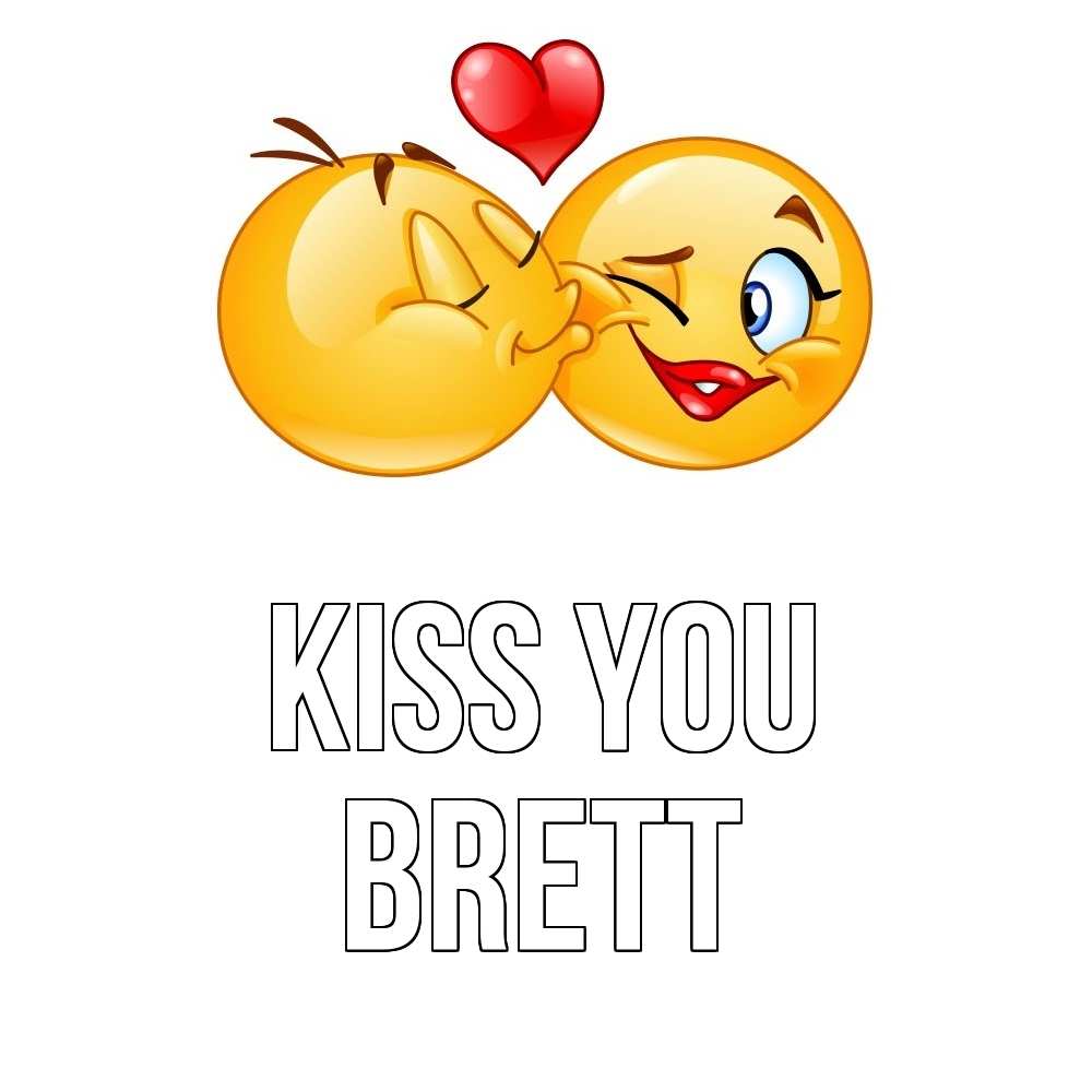 Greetings card с именем, Brett Kiss you губы и белые зубы Greetings with text for free download 