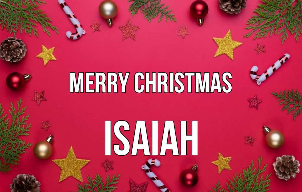 Greetings card с именем, Isaiah Merry Christmas с рождеством Greetings with text for free download 