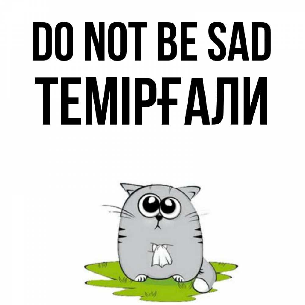 Greetings card с именем, ТЕМІРҒАЛИ Do not be sad грустный котяра Greetings with text for free download 