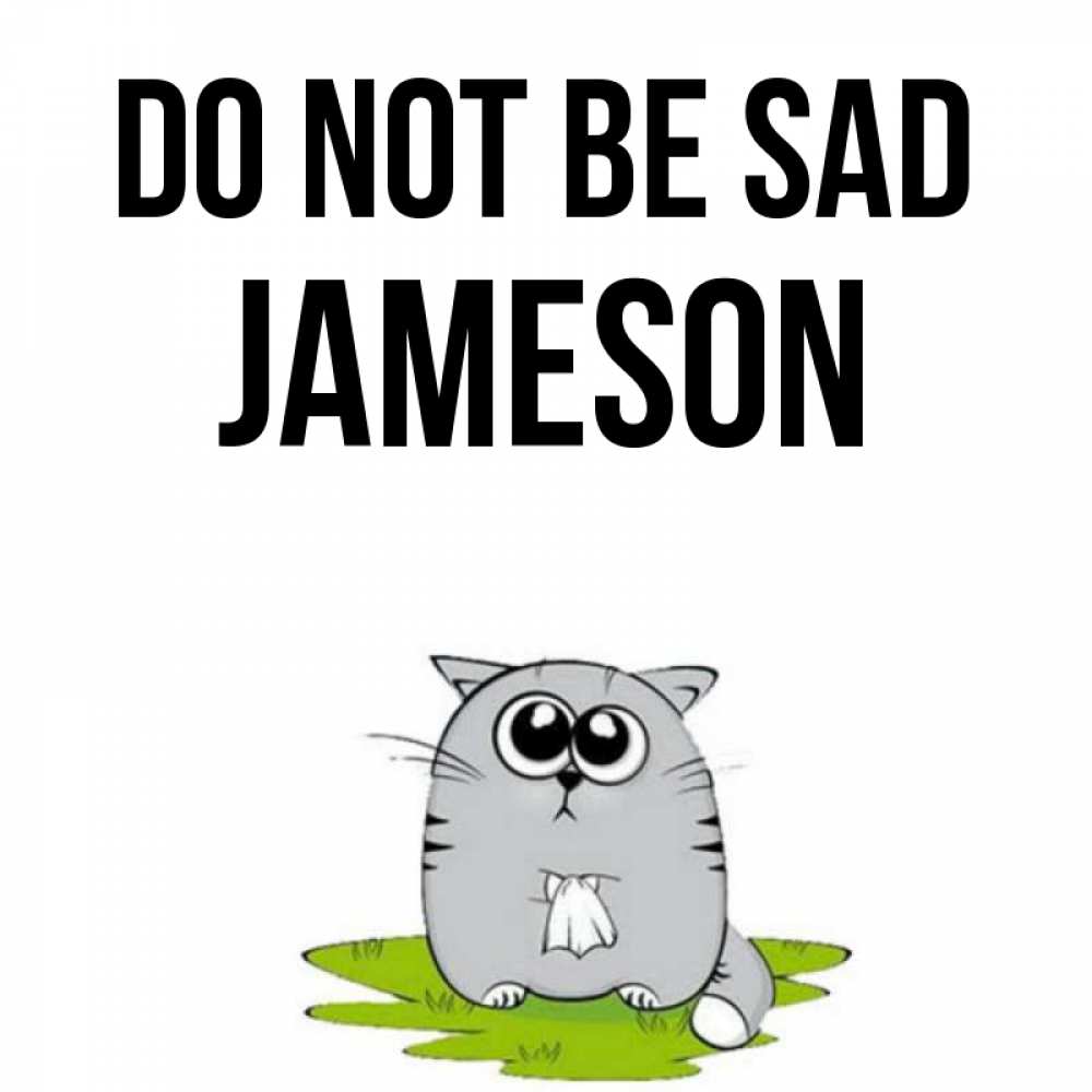 Greetings card с именем, Jameson Do not be sad грустный котяра Greetings with text for free download 