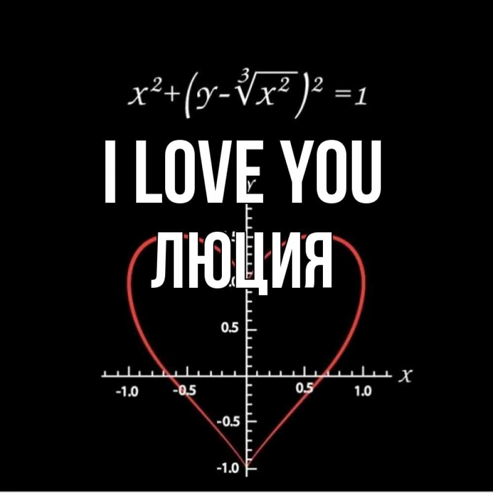 Greetings card с именем, Люция I love you сердечная формула Greetings with text for free download 