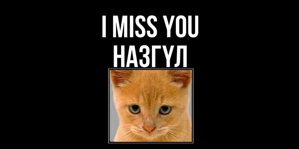 Greetings card с именем, НАЗГҮЛ I miss you открытки рыжий котенок скучает по тебе Greetings with text for free download 