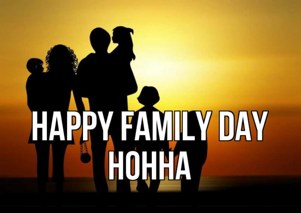 Greetings card с именем, Нонна happy family day Семья, закат, мама, папа, дети Greetings with text for free download 