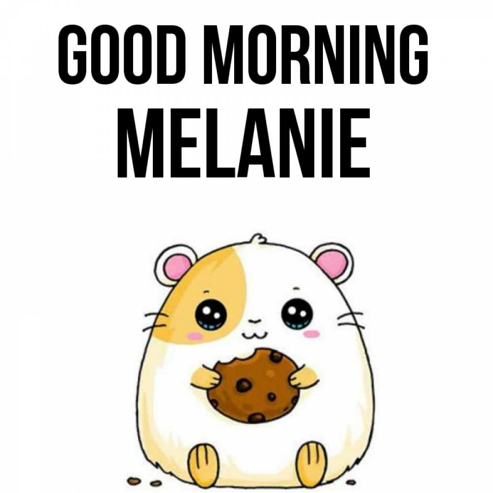 Greetings card с именем, Melanie Good morning есть печеньку. Утречко Greetings with text for free download 