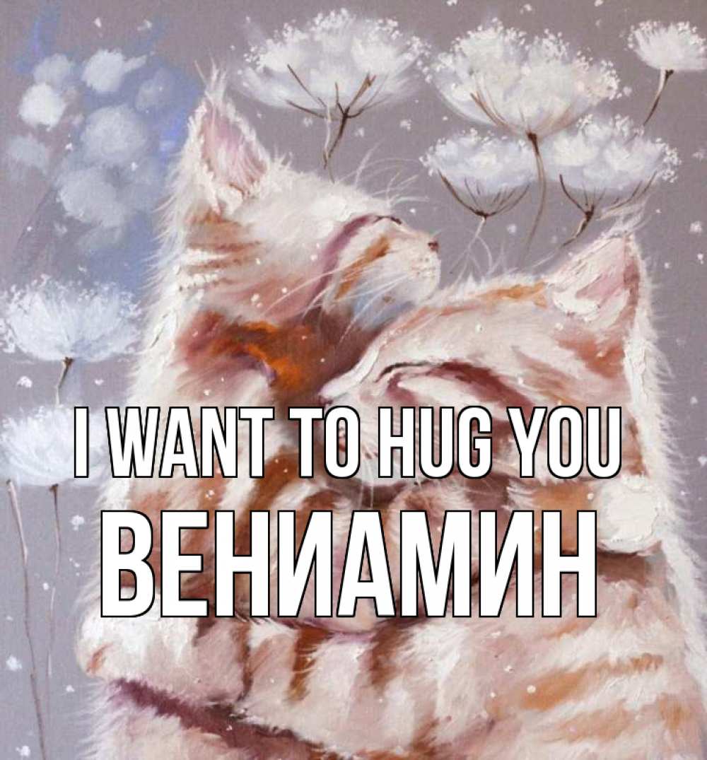 Greetings card с именем, Вениамин I want to hug you Море и горы Greetings with text for free download 