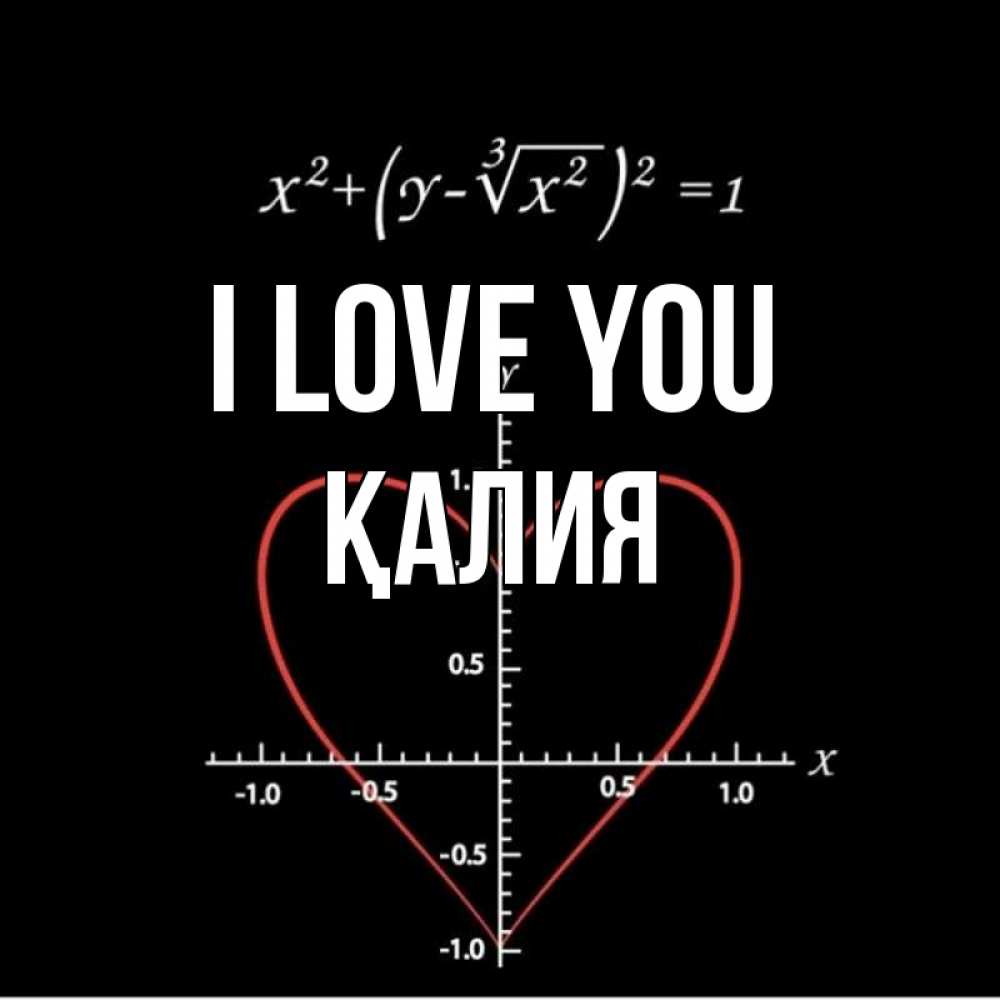 Greetings card с именем, ҚАЛИЯ I love you сердечная формула Greetings with text for free download 