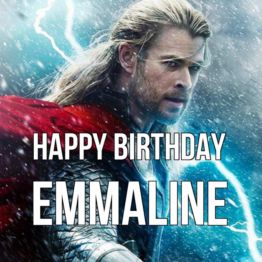 Greetings card с именем, Emmaline Happy Birthday марвел боги Greetings with text for free download 