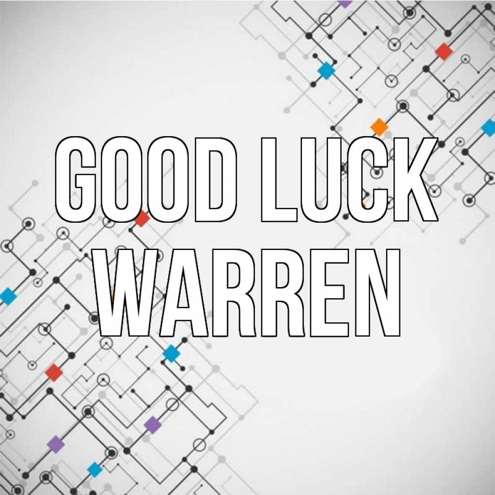 Greetings card с именем, Warren Good luck на удач Greetings with text for free download 