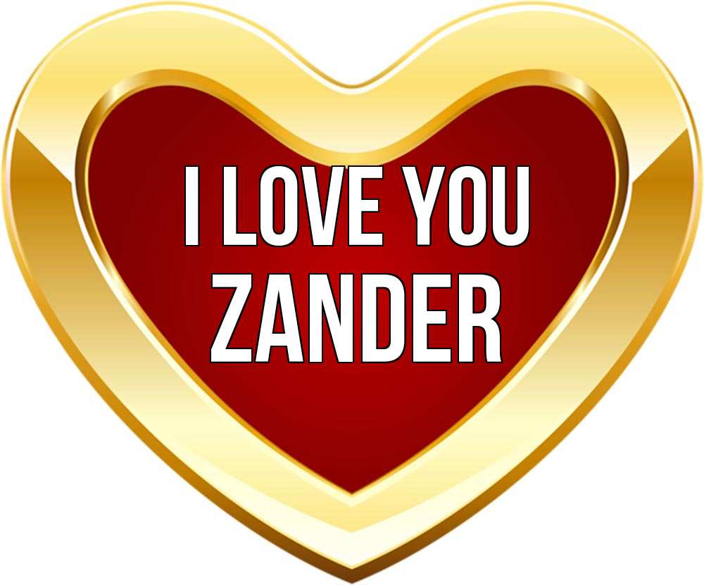 Greetings card с именем, Zander I love you из краски Greetings with text for free download 