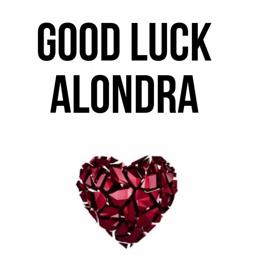Greetings card с именем, Alondra Good luck бордовое из кристаллов  1 Greetings with text for free download 