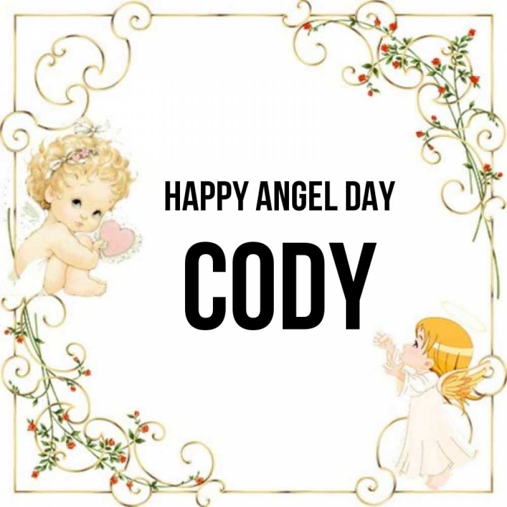 Greetings card с именем, Cody happy angel day ангелы желают прекрасных именин Greetings with text for free download 