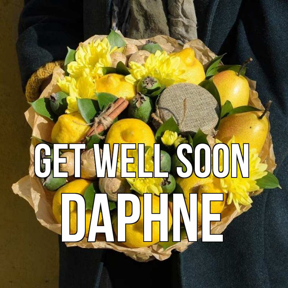 Greetings card с именем, Daphne Get well soon букет витаминов Greetings with text for free download 