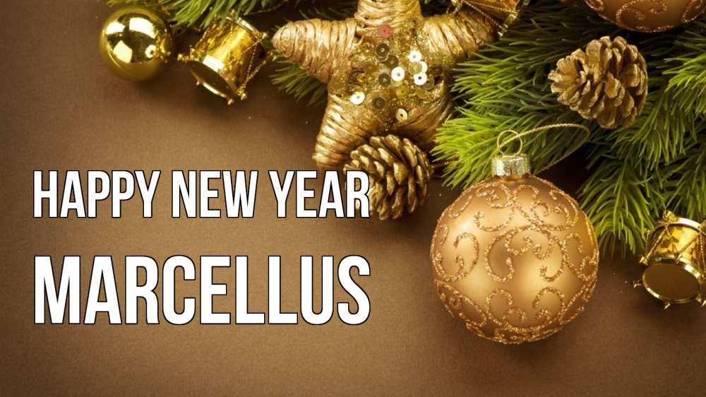Greetings card с именем, Marcellus Happy New Year новый год Greetings with text for free download 