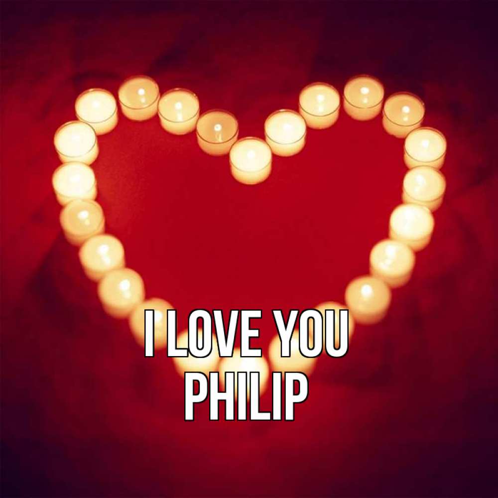 Greetings card с именем, Philip I love you красота на красном фоне Greetings with text for free download 