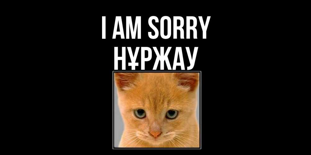Greetings card с именем, НҰРЖАУ I am sorry рыжий грустный кот просит прощения Greetings with text for free download 