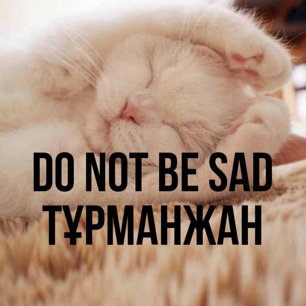Greetings card с именем, ТҰРМАНЖАН Do not be sad Котенок спит Greetings with text for free download 