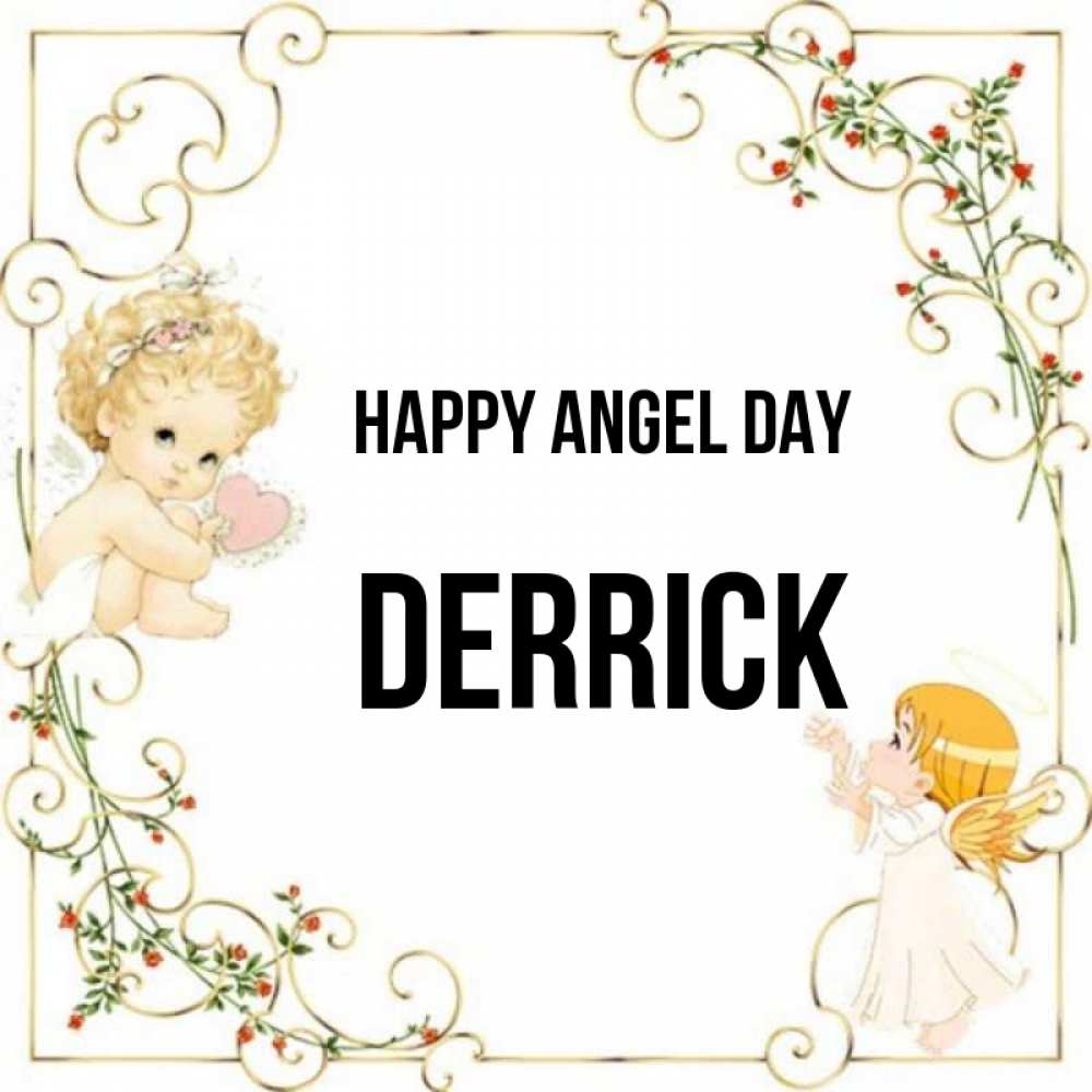 Greetings card с именем, Derrick happy angel day ангелы желают прекрасных именин Greetings with text for free download 