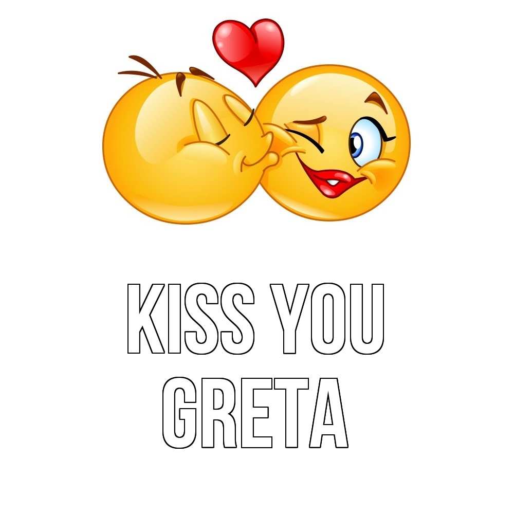 Greetings card с именем, Greta Kiss you губы и белые зубы Greetings with text for free download 