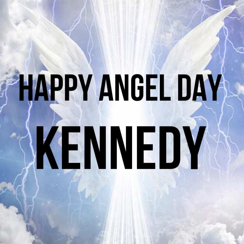 Greetings card с именем, Kennedy happy angel day молнии на небе и свет Greetings with text for free download 