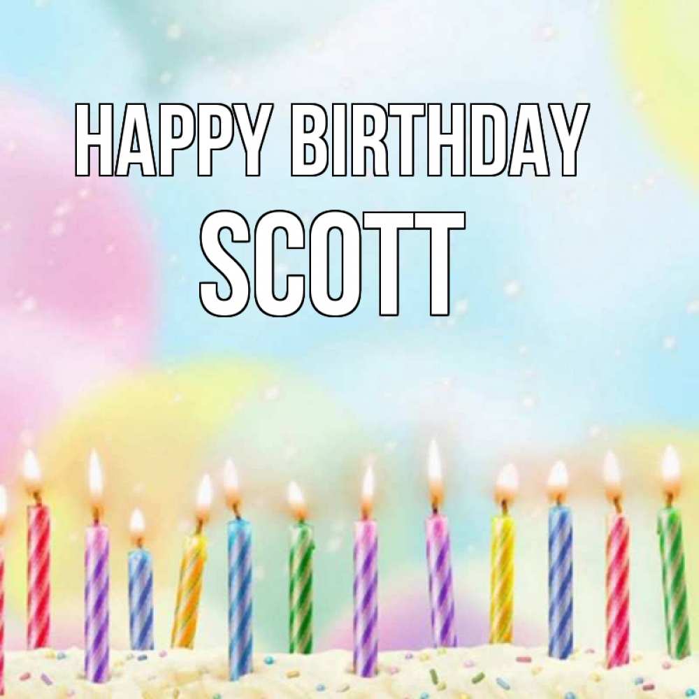 Greetings card с именем, Scott Happy Birthday разноцветное Greetings with text for free download 