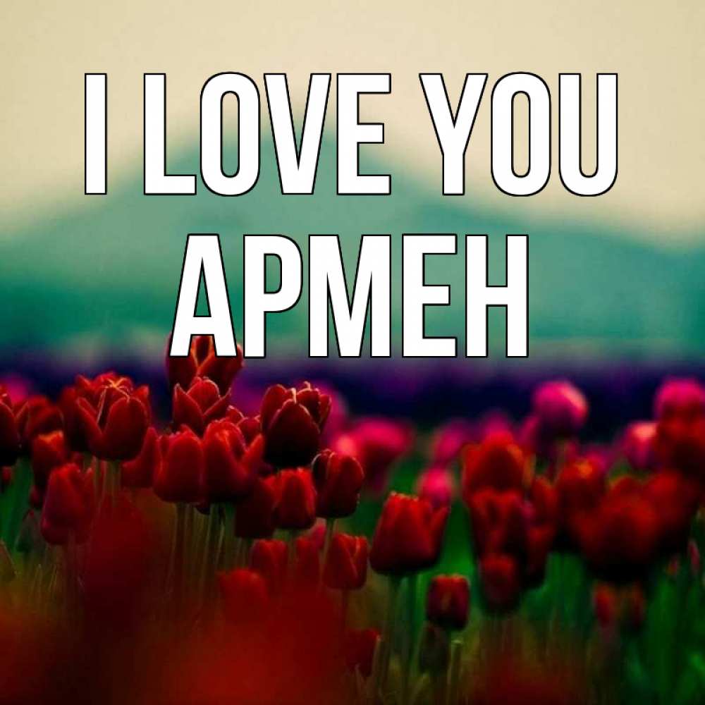Greetings card с именем, Армен I love you тюльпаны 4 Greetings with text for free download 