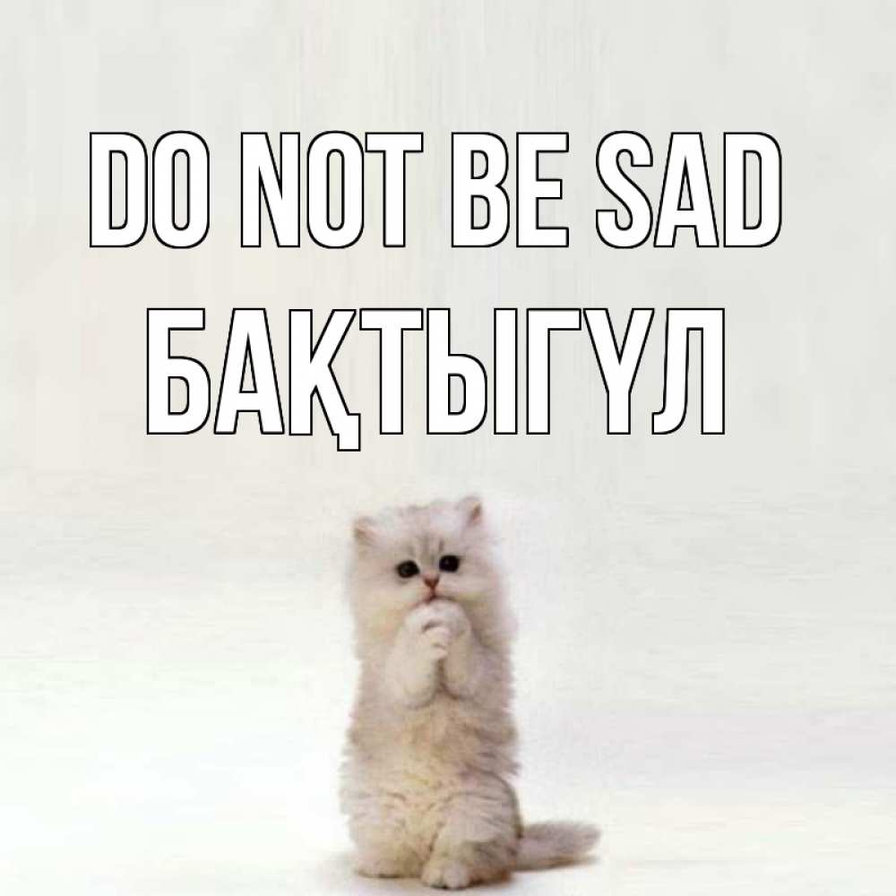 Greetings card с именем, БАҚТЫГҮЛ Do not be sad грустный кот Greetings with text for free download 