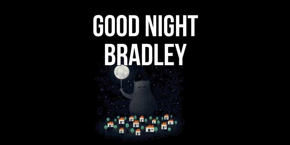 Greetings card с именем, Bradley Good night кот,луна, ночь, звезды Greetings with text for free download 
