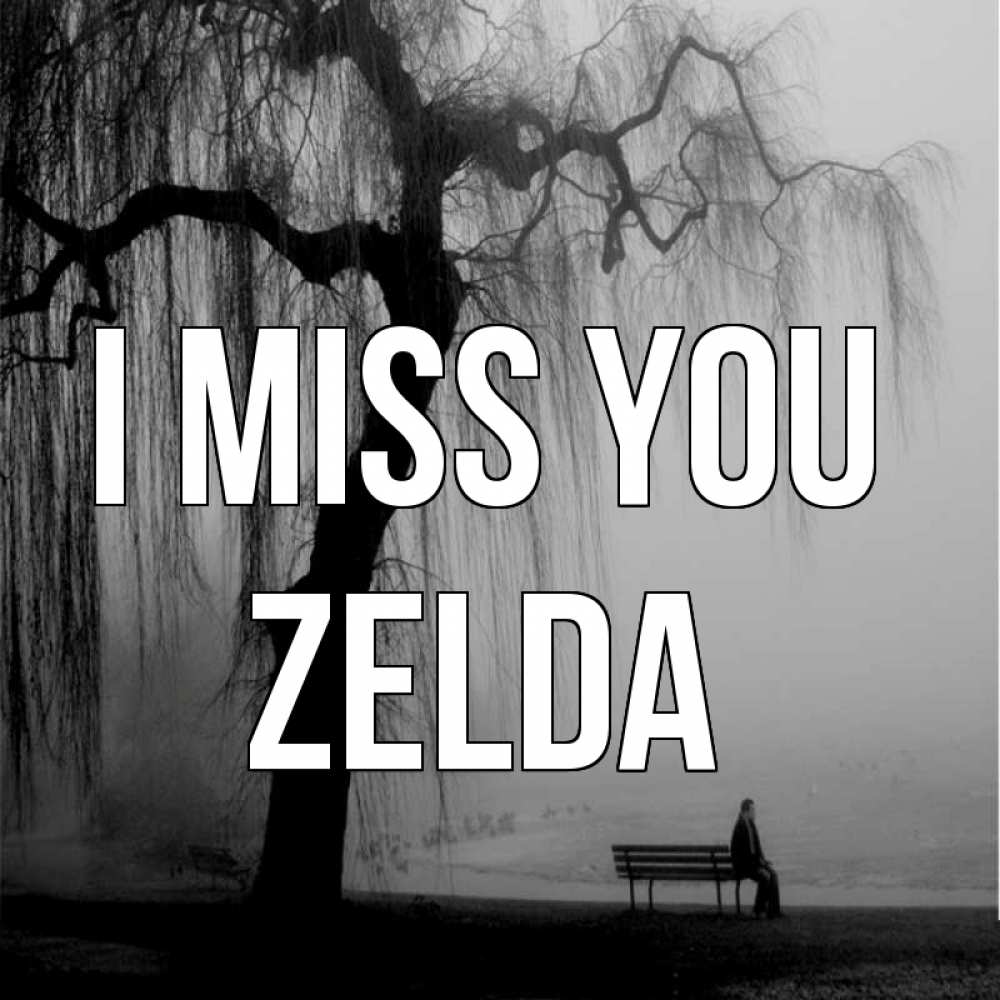 Greetings card с именем, Zelda I miss you лавочка под деревом я жду тебя Greetings with text for free download 