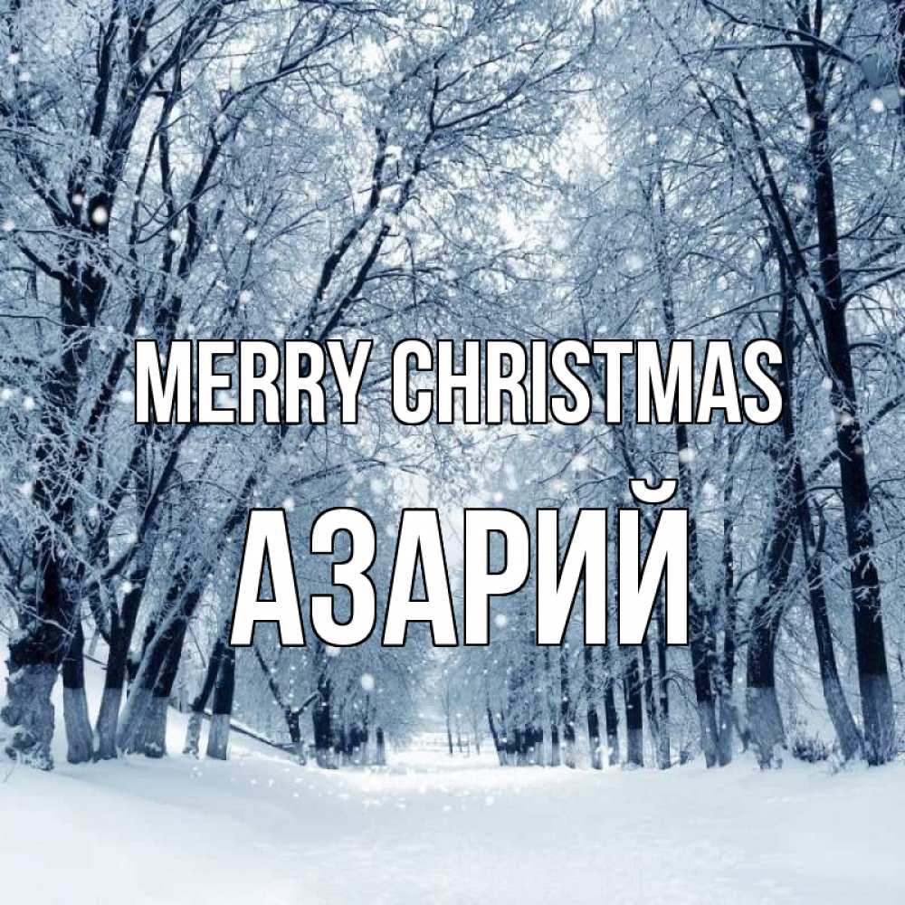 Greetings card с именем, Азарий Merry Christmas снег, лес, парк Greetings with text for free download 