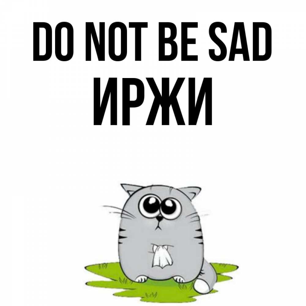 Greetings card с именем, Иржи Do not be sad грустный котяра Greetings with text for free download 