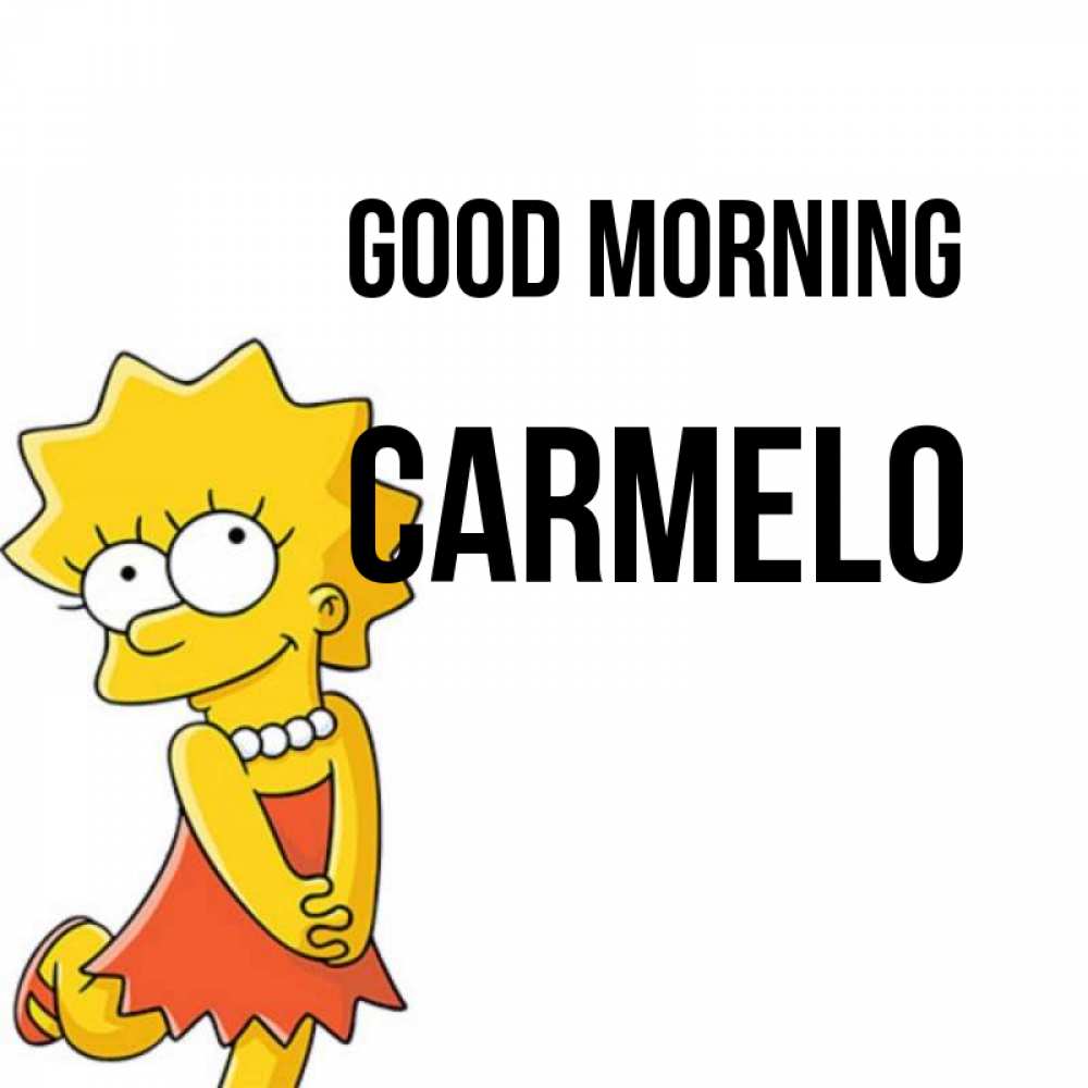 Greetings card с именем, Carmelo Good morning в платье и ожерелье Greetings with text for free download 