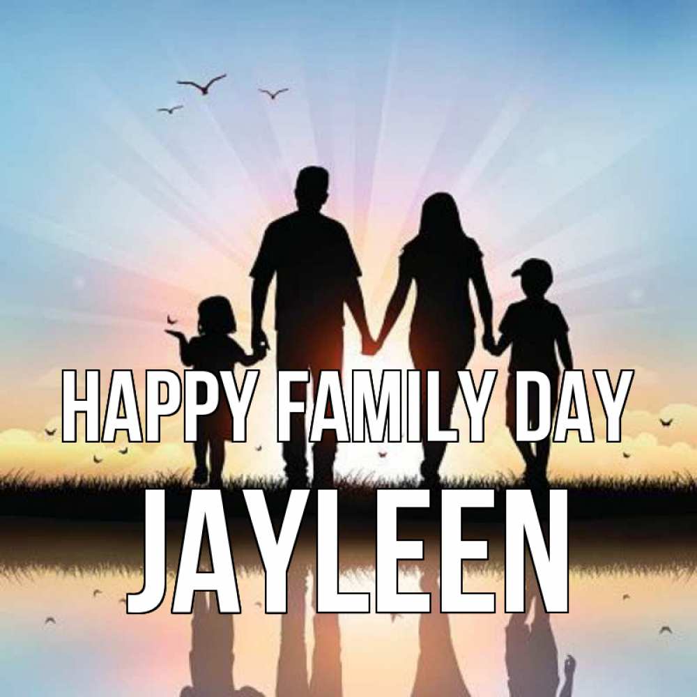 Greetings card с именем, Jayleen happy family day сын, дочка, мама, папа, море , закат Greetings with text for free download 