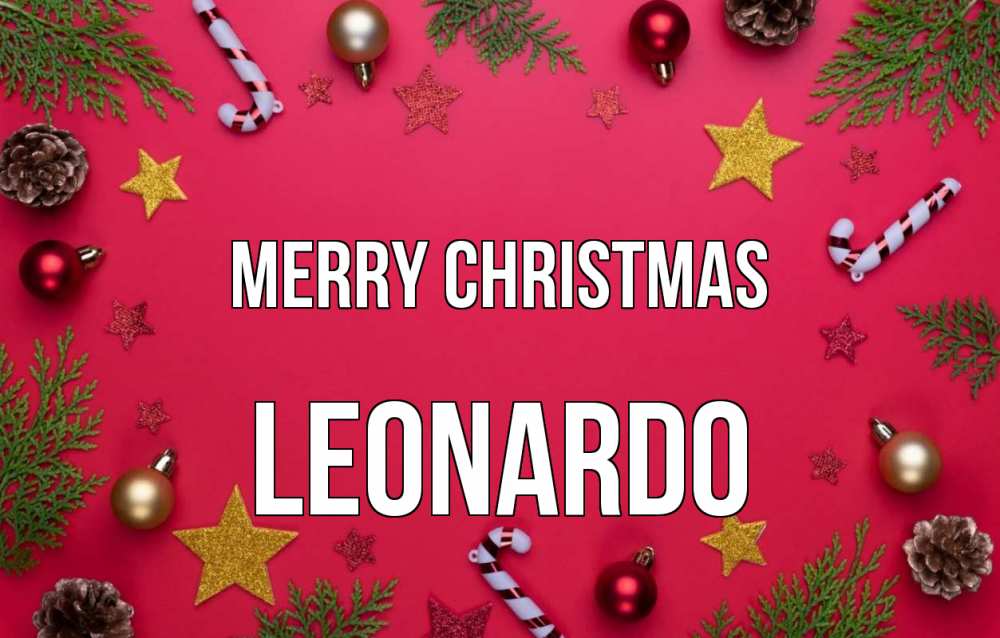 Greetings card с именем, Leonardo Merry Christmas с рождеством Greetings with text for free download 