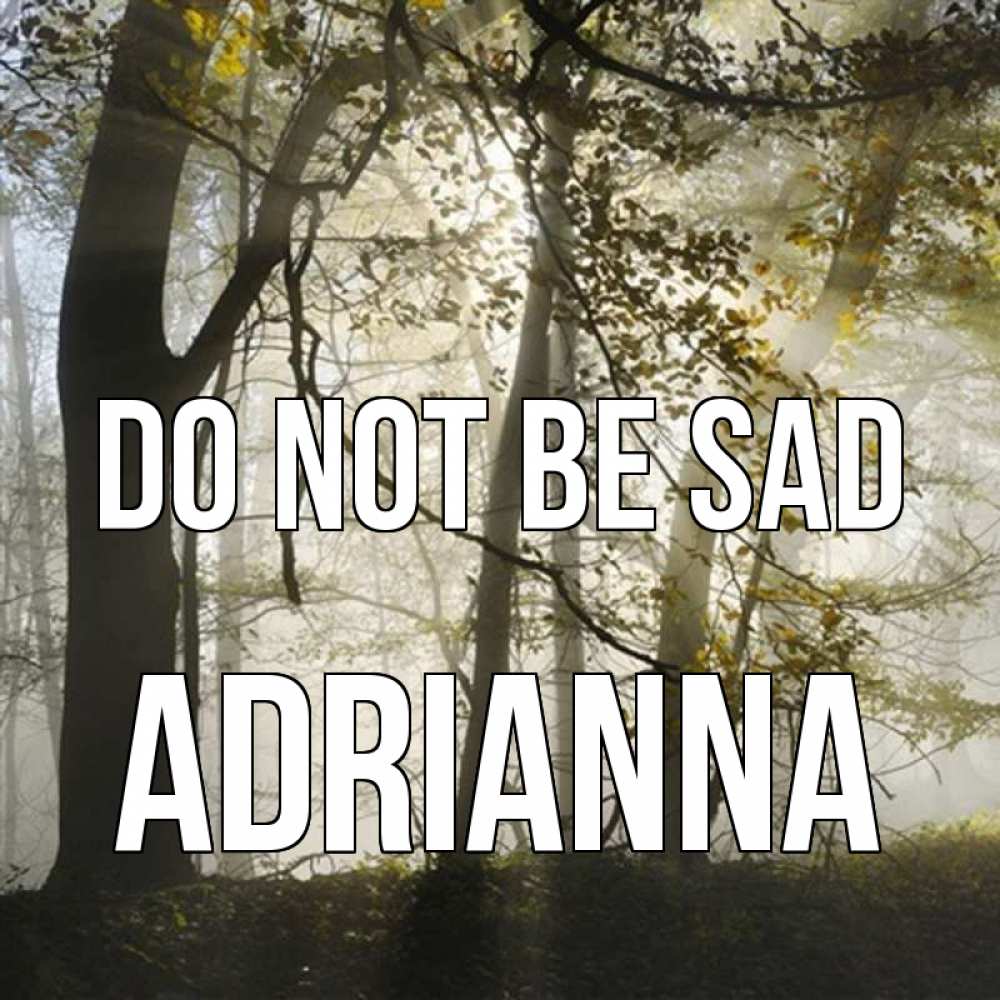 Greetings card с именем, Adrianna Do not be sad лес и свет Greetings with text for free download 