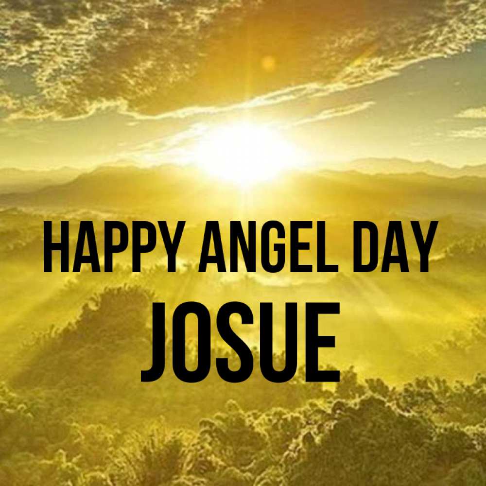Greetings card с именем, Josue happy angel day леса и небо в желтом Greetings with text for free download 