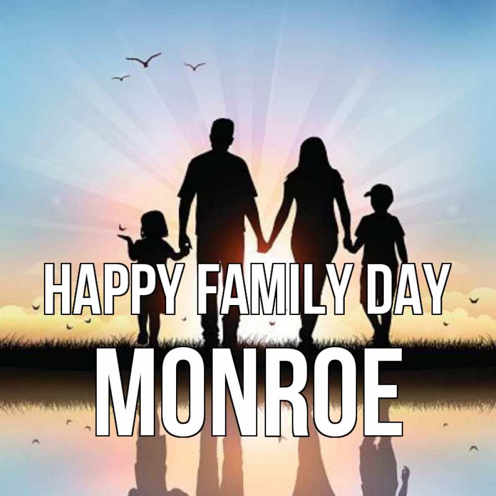 Greetings card с именем, Monroe happy family day сын, дочка, мама, папа, море , закат Greetings with text for free download 